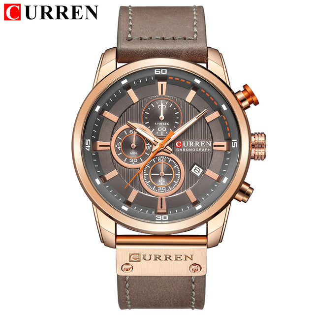 Curren 8291 Men's Luxury Quartz Chronograph Leather Strap Watch