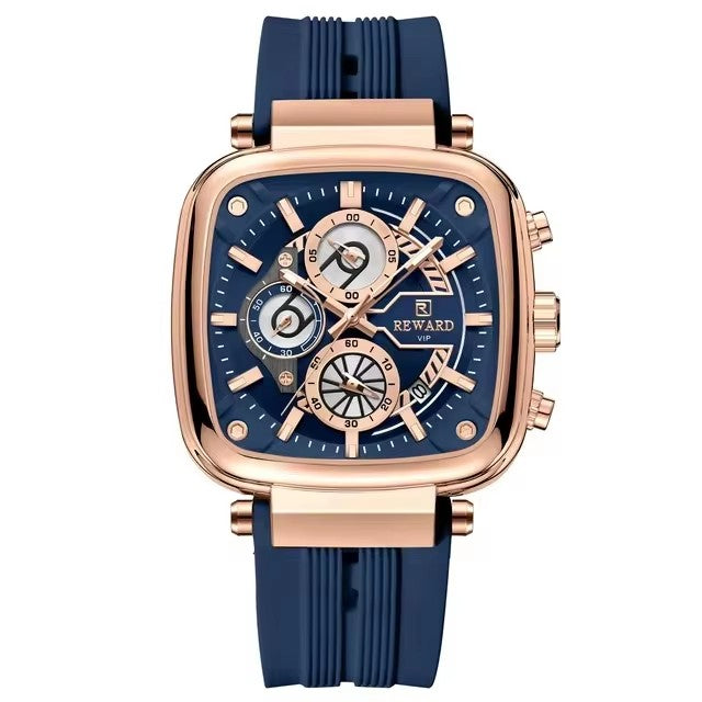 Reward 831509 Men's Luxury Square Chronograph Silicone Strap Watch
