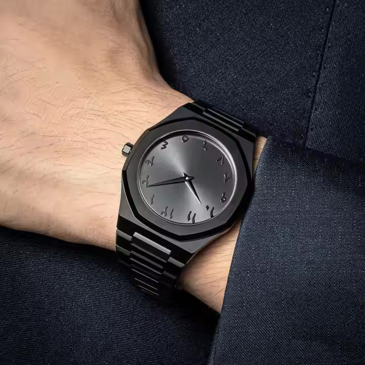 Men's Black Stainless Steel Watch with Arabic Numerals – Japan Miyota Quartz