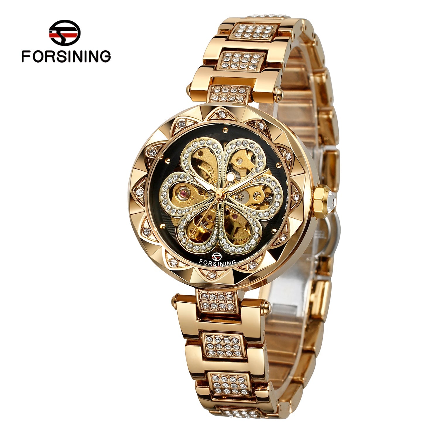 Luxury Women Watches with Carving Flower Automatic Mechanical
