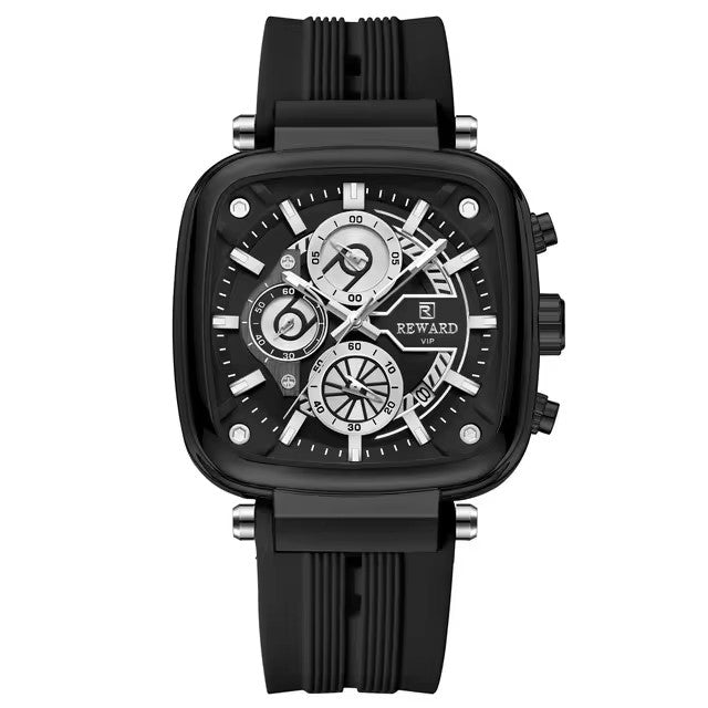 Reward 831509 Men's Luxury Square Chronograph Silicone Strap Watch