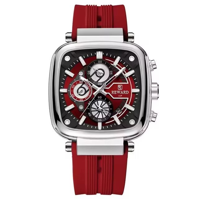 Reward 831509 Men's Luxury Square Chronograph Silicone Strap Watch