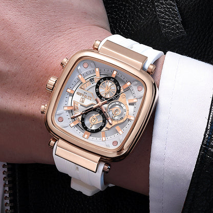 Reward 831509 Men's Luxury Square Chronograph Silicone Strap Watch