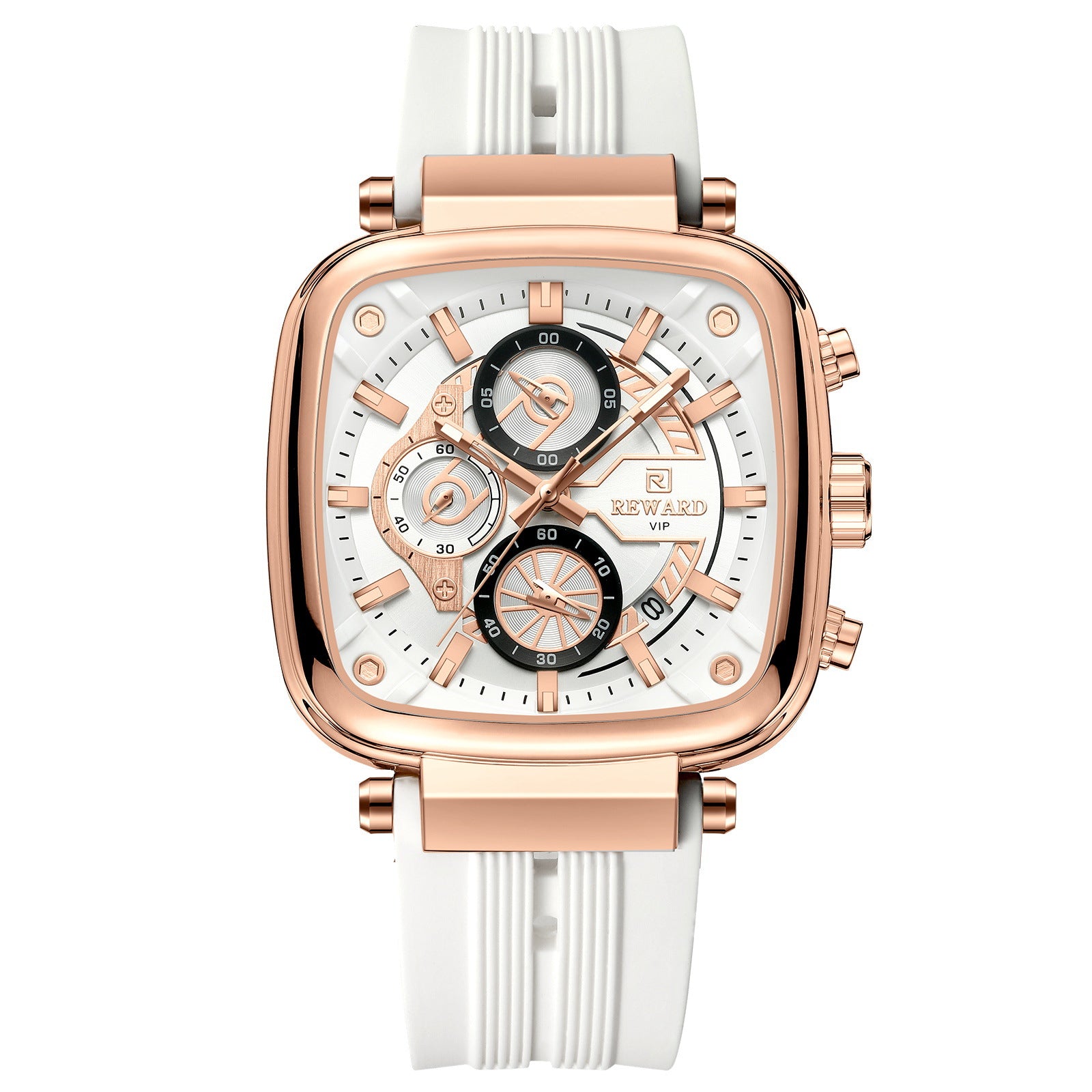 Reward 831509 Men's Luxury Square Chronograph Silicone Strap Watch