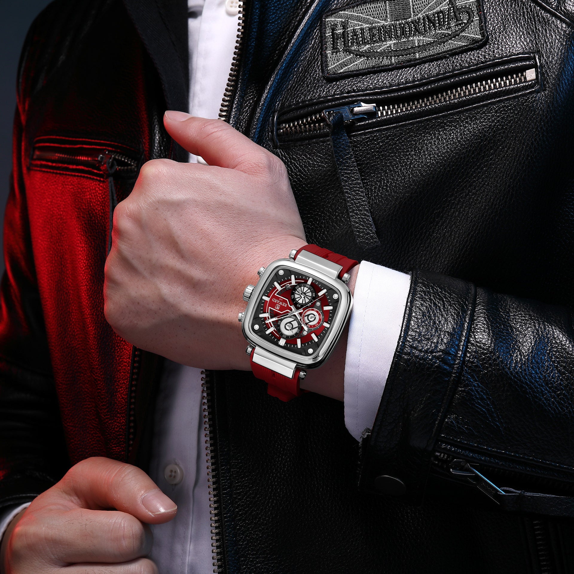 Reward 831509 Men's Luxury Square Chronograph Silicone Strap Watch