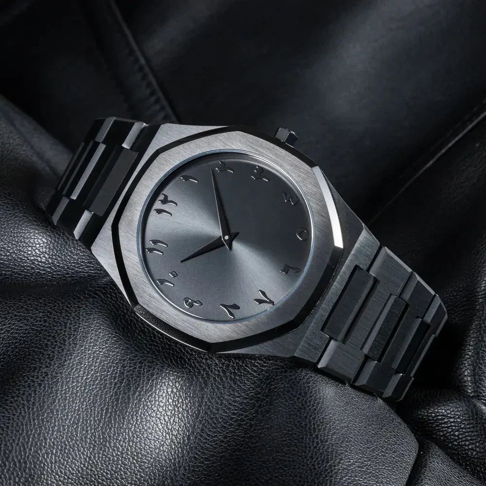 Men's Black Stainless Steel Watch with Arabic Numerals – Japan Miyota Quartz