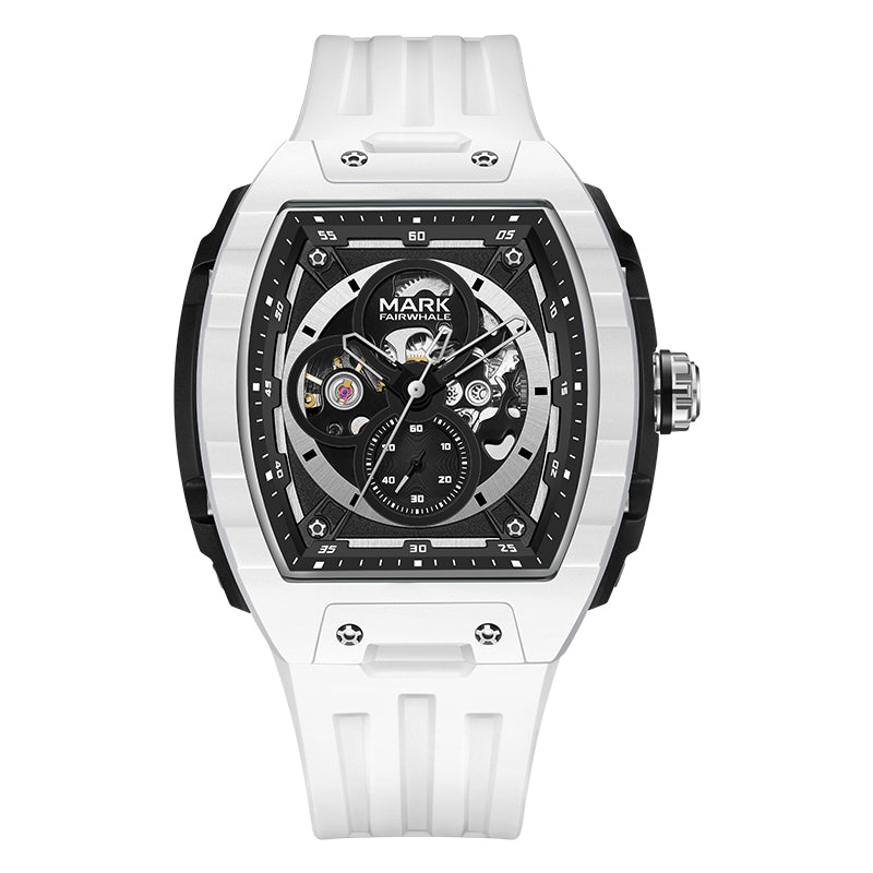 Mark Fairwhale Rubber Band Automatic Movement Watch White with Black Dial