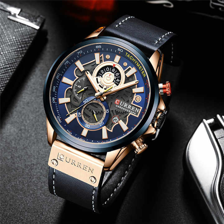 CURREN Leather Strap Sport Watch