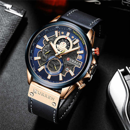 CURREN Leather Strap Sport Watch